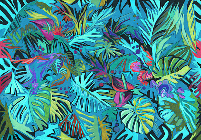 Фотообои JUNGLE 2, FLOWERS, Factura